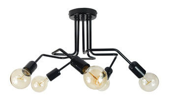 Lampa sufitowa do pokoju młodzieżowego czarna w stylu loft Vanessa 5xE27 LED