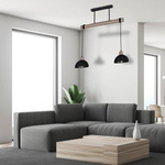 Lampa wisząca ERIK, MLP7639, przecierany czarny/drewno patynowane, 2x60W E27