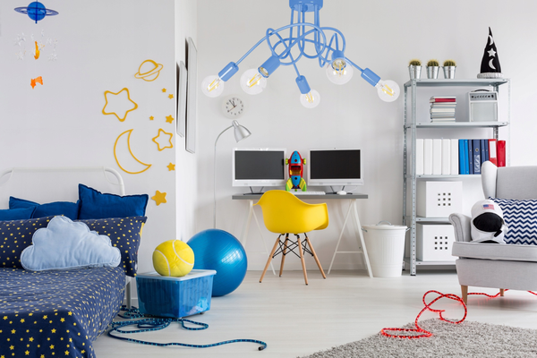 Lampa sufitowa do pokoju dziecka niebieska Magiczny Zawijas 5xE27 Led 