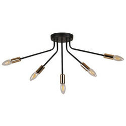 Lampa sufitowa czarno-złota 5x40W E14 Tiara 35-79268