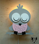  Lampka nocna dla dzieci LED drewniana Sowa z pilotem 