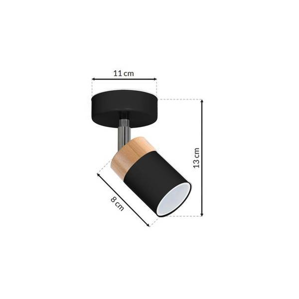 Lampa sufitowa/kinkiet JOKER, MLP6303, czarny/drewno/chrom, 1x8W GU10