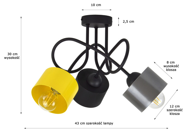 Lampa sufitowa do pokoju dziecka kolorowa Zaczarowany Kubeczek 3xE27 Led 