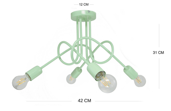  Lampa sufitowa do pokoju dziecięcego seledynowa Mondo 4 Loft