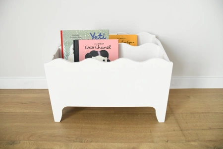 Drewniany regał na książki do pokoju dziecka Montessori Falbanka Bielona