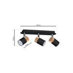 Lampa sufitowa JOKER, MLP6304, czarny/drewno/chrom, 3x8W GU10 