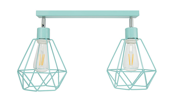 Lampa sufitowa do pokoju dziecka pastelowa - turkusowa druciak w stylu loft Carmen 2xE27