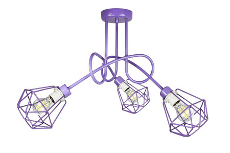 Lampa sufitowa do pokoju dziecięcego fioletowa w stylu Loft Edison Druciak 3xE27 Led