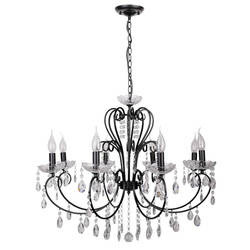 Lampa wisząca czarna z kryształami żyrandol 8x40W Aurora Candellux 38-73747