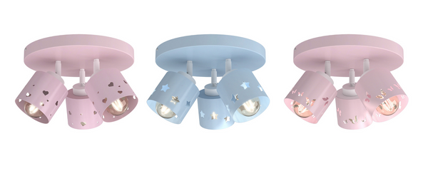 Lampa sufitowa do pokoju dziewczynki różowa w serca 3xE27