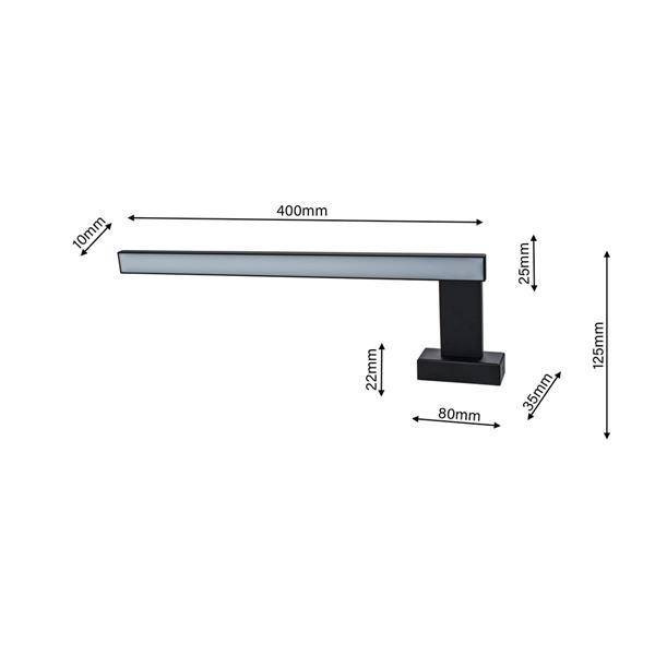 Nad lustro czarny SHINE prawy 45cm RH