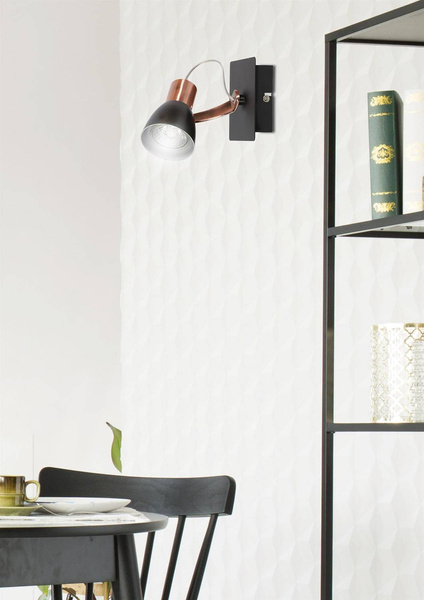 Lampa ścienna kinkiet 1X50W GU10 czarny/miedziany bez żarówki MARKUS 91-35554-M