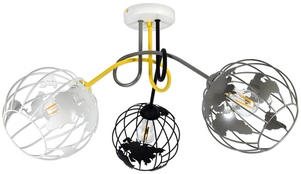 Lampa sufitowa do pokoju dziecka niebieskie abażury Zakręcony Globus 3xE27