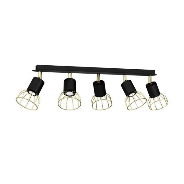 Lampa sufitowa DANTE, MLP7247, czarny/złoty, 5x8W LED GU10