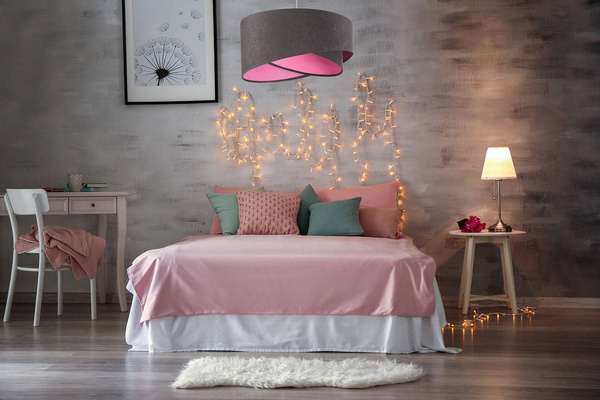 Lampa do pokoju dziewczynki grafitowo-różowa