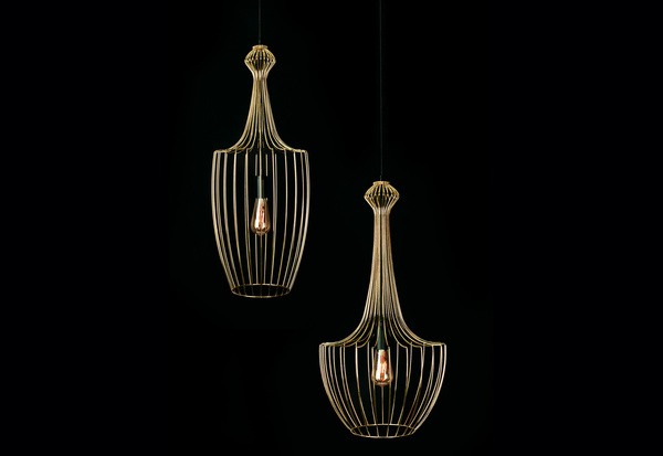 Lampa wisząca druciana zwis LUKSOR L złoty śr. 32cm