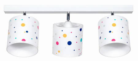 Lampa sufitowa do pokoju dziecka w kropki biała 3xE27