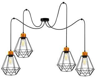 Lampa wisząca czarno-złota 4 Primo P 34-00309