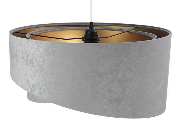Lampa wisząca asymetryczna welurowa Tami szaro-złota
