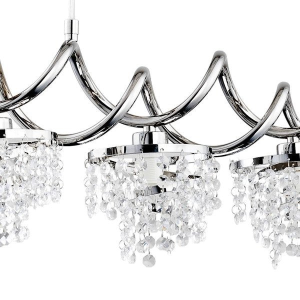 Lampa wisząca listwa kryształowa HELISA chrom/transparentny szer. 80cm