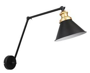 FUNDO LAMPA KINKIET CZARNY+ZŁOTY 1X40 E27 KLOSZ CZARNY