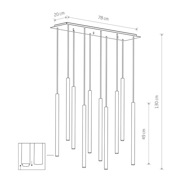 Lampa nad wyspę stół LASER BLACK X czarna
