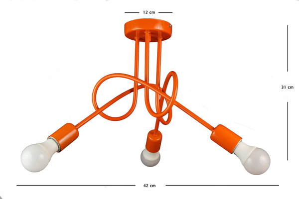 Lampa sufitowa do pokoju dziecka pomarańczowa Mondo 3 Loft 