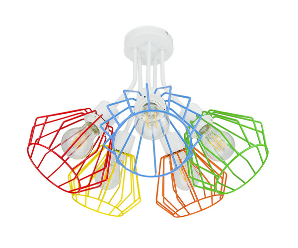 Lampa sufitowa do pokoju dziecięcego 5-punktowa kolorowy druciak Artemis 5xE27 Led 