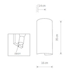 Kinkiet do sypialni VELERO I E27 40W wys. 35cm tkanina | biały