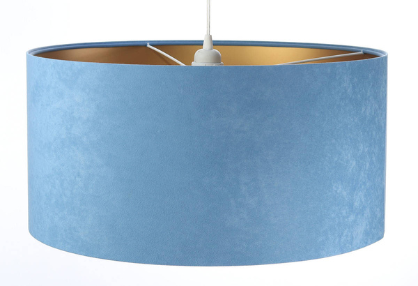 Lampa wisząca welurowa niebiesko złota Angarika 40 cm