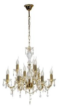Lampa wisząca żyrandol z kryształkami złoty 9x40W Maria Teresa Candellux 39-95841
