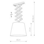 Lampa wisząca na wysięgniku harmonijka z abażurem TOSCA M szary śr. 39cm