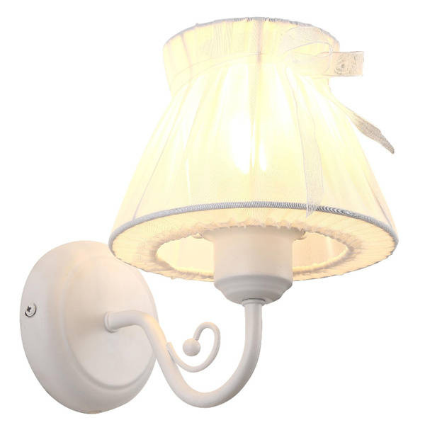 Kinkiet ścienny biały abażur z organzy 40W E27 Zefir Candellux 21-73785