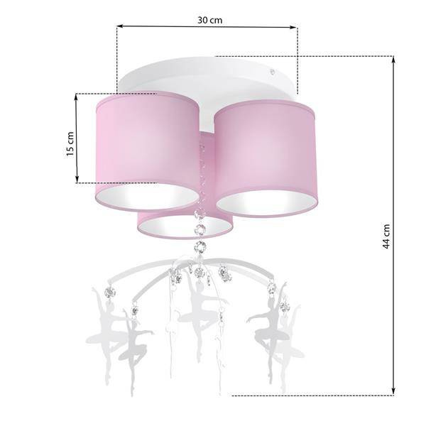 Lampa sufitowa dziecięca z abażurem BALETNICA III różowy śr. 36cm