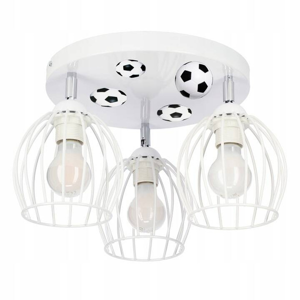 Lampa sufitowa dla chłopca z motywem piłkarskim szara Mundial 3xE27
