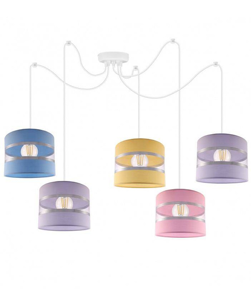  Lampa do pokoju dziecięcego typu pająk, kolorowe abażury