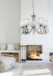 Lampa wisząca chromowa / biały abażur tkany 5x40W Arnika Candellux 35-21687