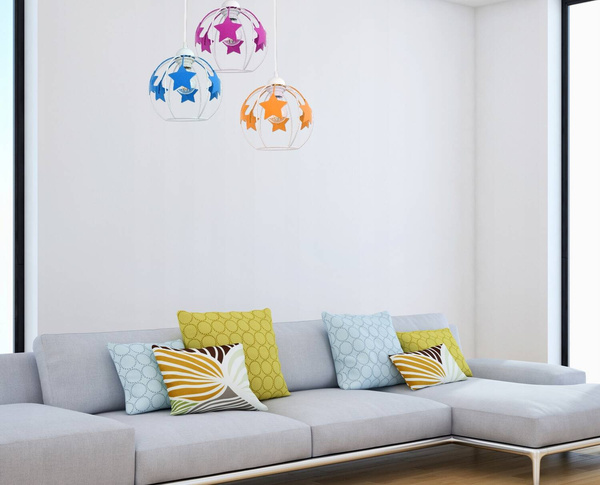 Lampa wisząca do pokoju dziewczynki w różowe Gwiazdki 3xE27 Led 