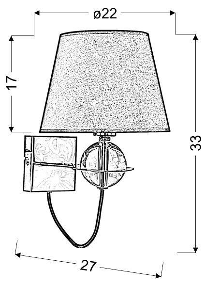 Lampa ścienna kinkiet 1X40W E14 czarny złoty środek TESORO 21-29508