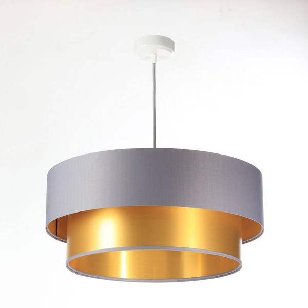 Lampa szaro-złota podwójna walec średnica 50 cm 