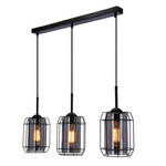JONERA LAMPA WISZĄCA CZARNY 3X40 E27 KLOSZ DYMIONY