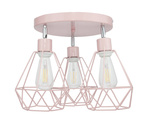 Lampa sufitowa do pokoju dziewczynki różowa - pastelowa w stylu loft druciak Carmen 3xE27