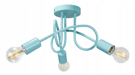 Lampa sufitowa do pokoju dziecka miętowa Tęczowy Zawijas 3xE27 Led