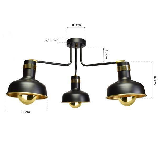 Lampa sufitowa MARGO 3xE27 BLACK/GOLD 3xE27