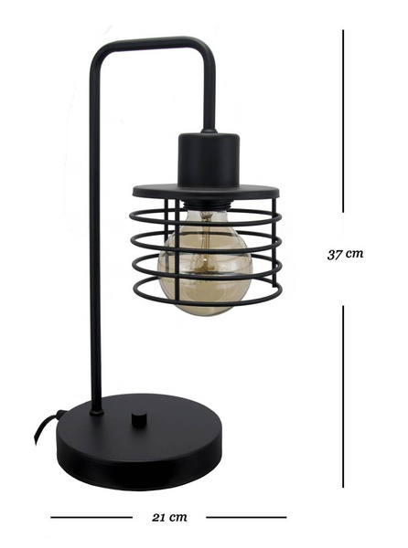 Lampka stołowa czarna Koszyk loft 