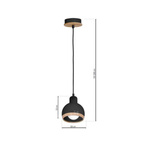Lampa wisząca OVAL, MLP7045, czarny/drewno, 1x60W E27