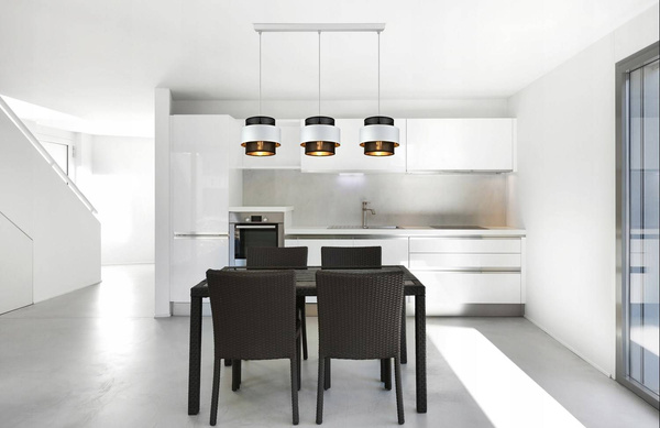 Lampa wisząca w stylu glamour biało-czarno-złota trzy źródła światła
