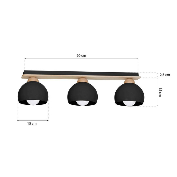 Lampa sufitowa nowoczesna DAMA czarny szer. 64cm