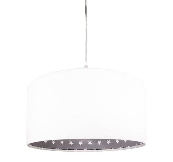 Lampa wisząca do pokoju dziecięcego w białe gwiazdki na szarym tle średnica 60 cm