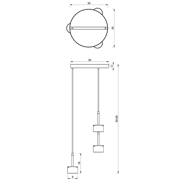 Lampa wisząca ARENA, MLP7786, czarny/srebrny, 3x11W GX53